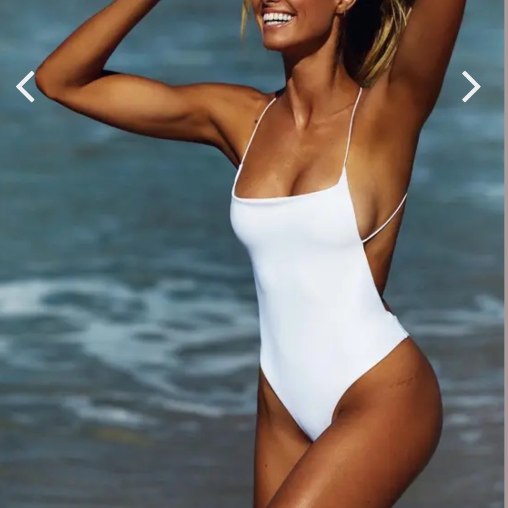 NWT ARK Swimwear WHITE Cross-Back One Piece Swimsuit Size Small S